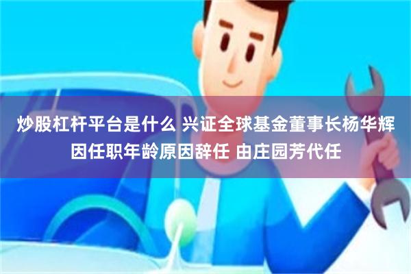 炒股杠杆平台是什么 兴证全球基金董事长杨华辉因任职年龄原因辞任 由庄园芳代任